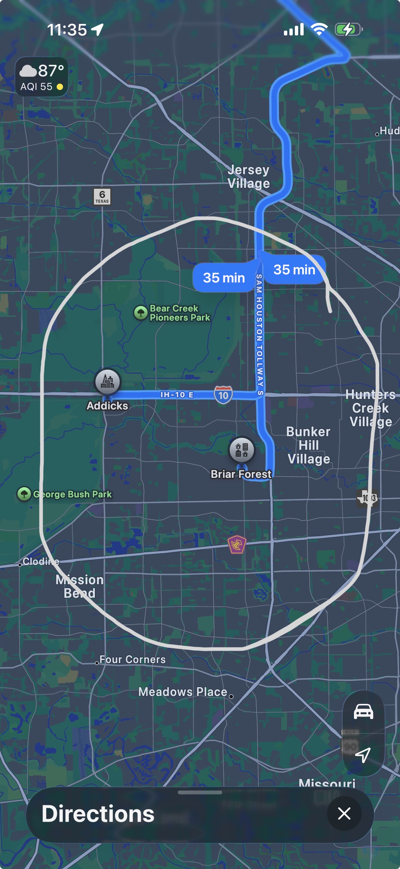 Houston Event Map — Circled Event Area
